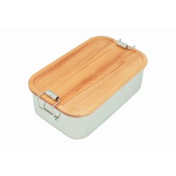 Lunchbox Edelstahl 1100ml mit Holzdeckel